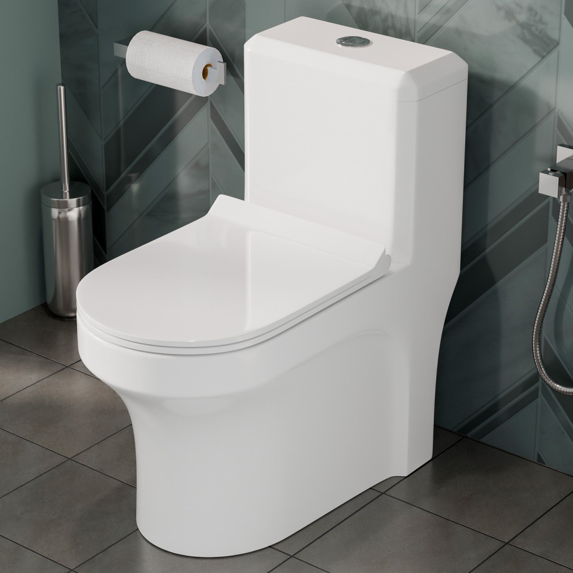 InArt Western Floor Mounted One Piece Water Closet Ceramic Western Toilet Commode European Toilets P-Trap OPT043