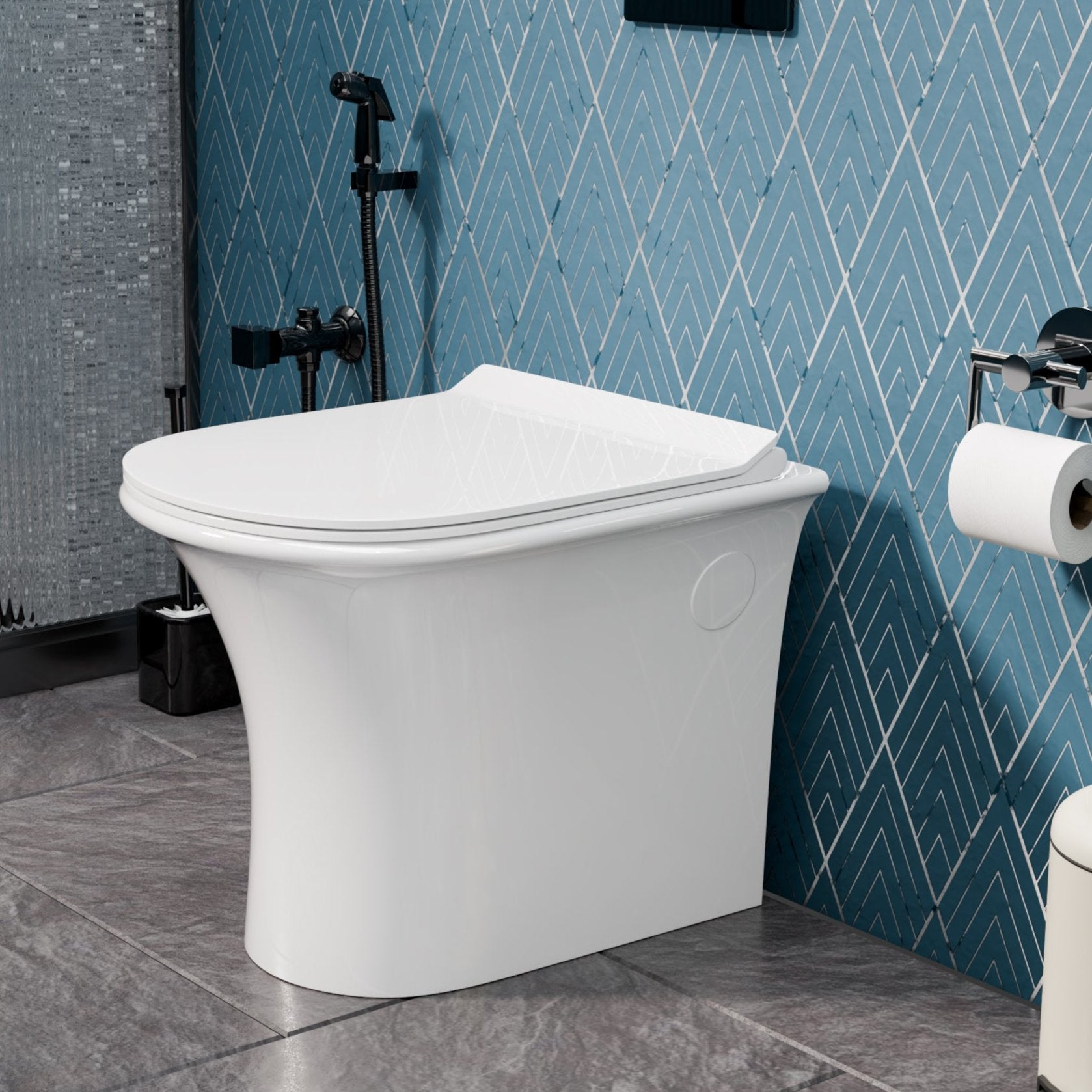 InArt Ceramic Floor Mounted European Western Water Closet Rimless Toilet Commode White EWC S Trap EWC022