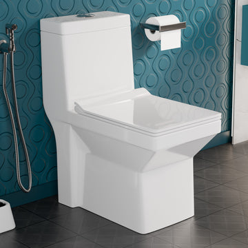 InArt Ceramic P-Trap Floor Mounted European Water Closet | Contemporary Western Toilet | 67x37x74 cm | White OPT050