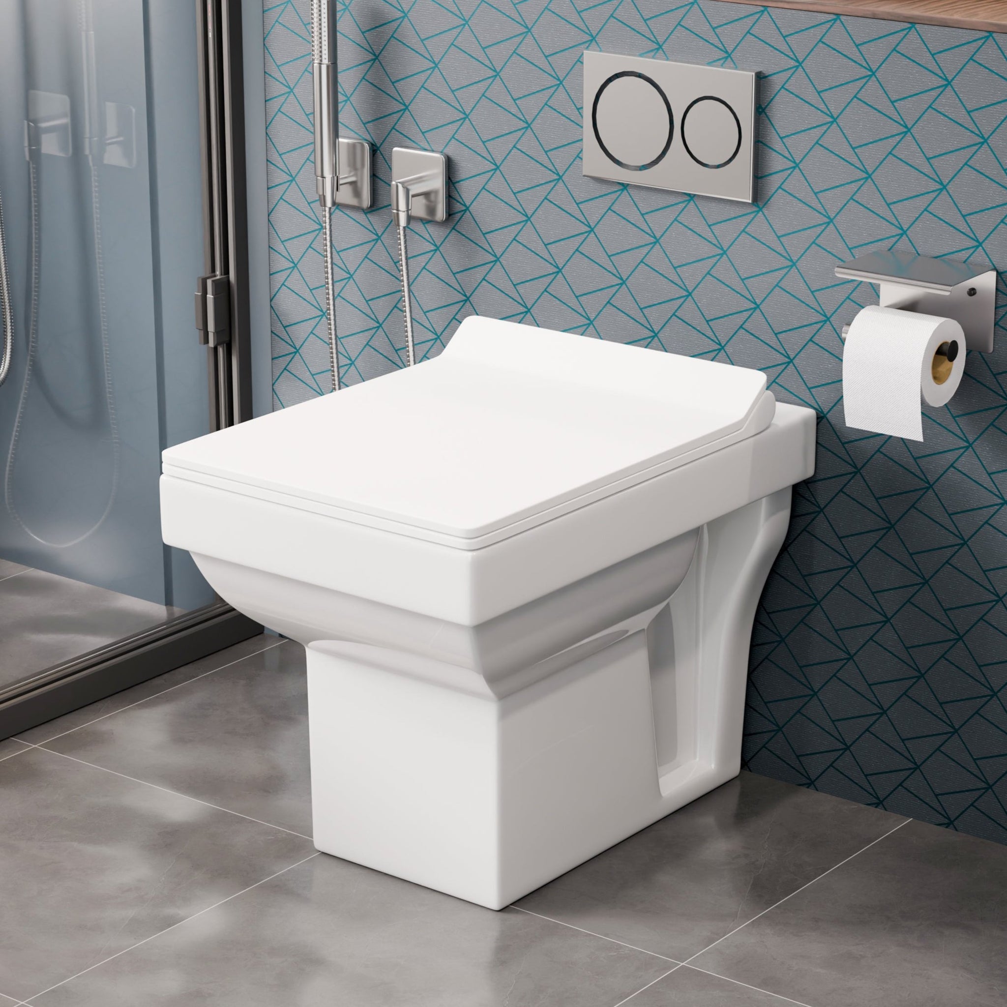 InArt EWC P Trap Ceramic Floor Mounted European Western Water Closet Toilet Commode White EWC037