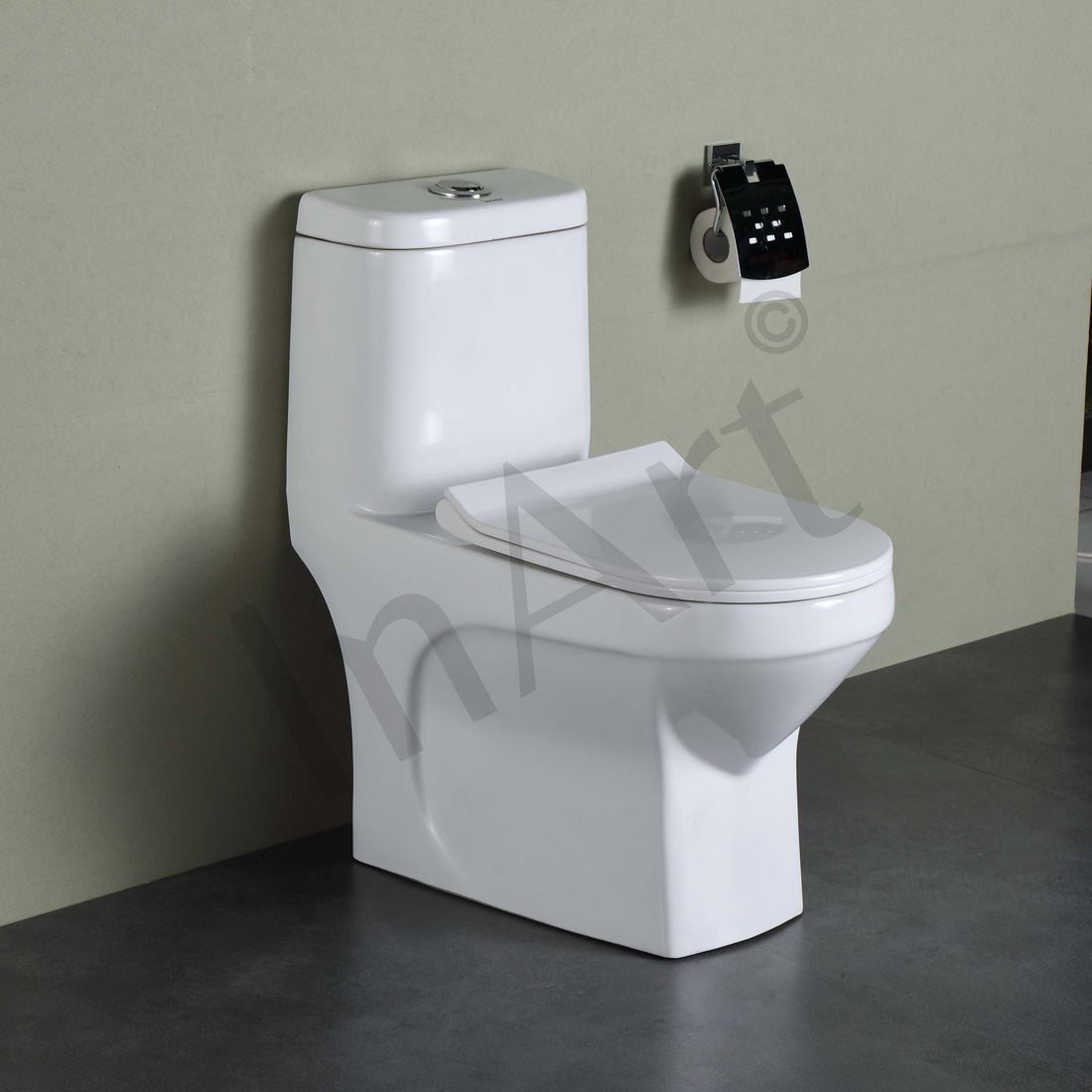 InArt Western Floor Mounted One Piece Water Closet European Ceramic Western Toilet S-Trap Commode Oval - InArt-Studio