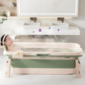 InArt Modern Freestanding Foldable Bathtub with Drain Hose and Cover, Green-Color, 140cm x 60cm x 57.5cm - InArt-Studio