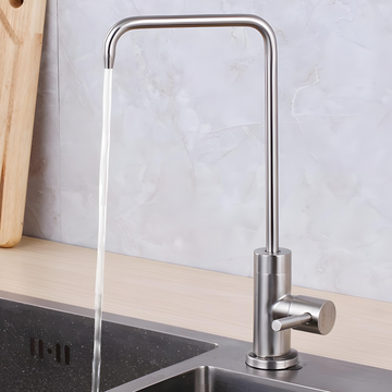 InArt Drinking Water Faucet for Kitchen Sink - Stainless Steel, White Finish, 360 Swivel, Non-Air Gap RO Faucet with 2-Year Warranty SS304, 360° Swivel Square KSF053