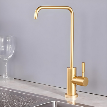 InArt Drinking Water Faucet for Kitchen Sink - Stainless Steel, Brushed Gold Finish, 360 Swivel, Non-Air Gap RO Faucet with 2-Year Warranty SS304, 360° Swivel Square KSF054