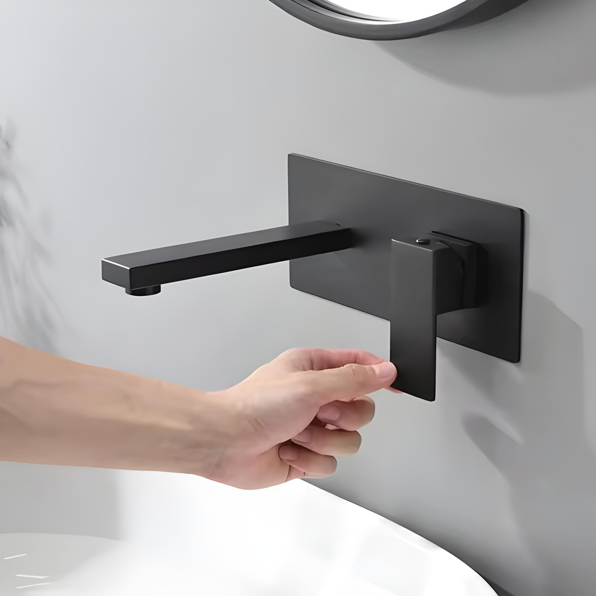 InArt Matte Black Wall Mount Single Lever Basin Mixer Tap with Hot & Cold Water, Matte Black Finish | Bathroom & Living Room Wall Mounted Faucet WMF009