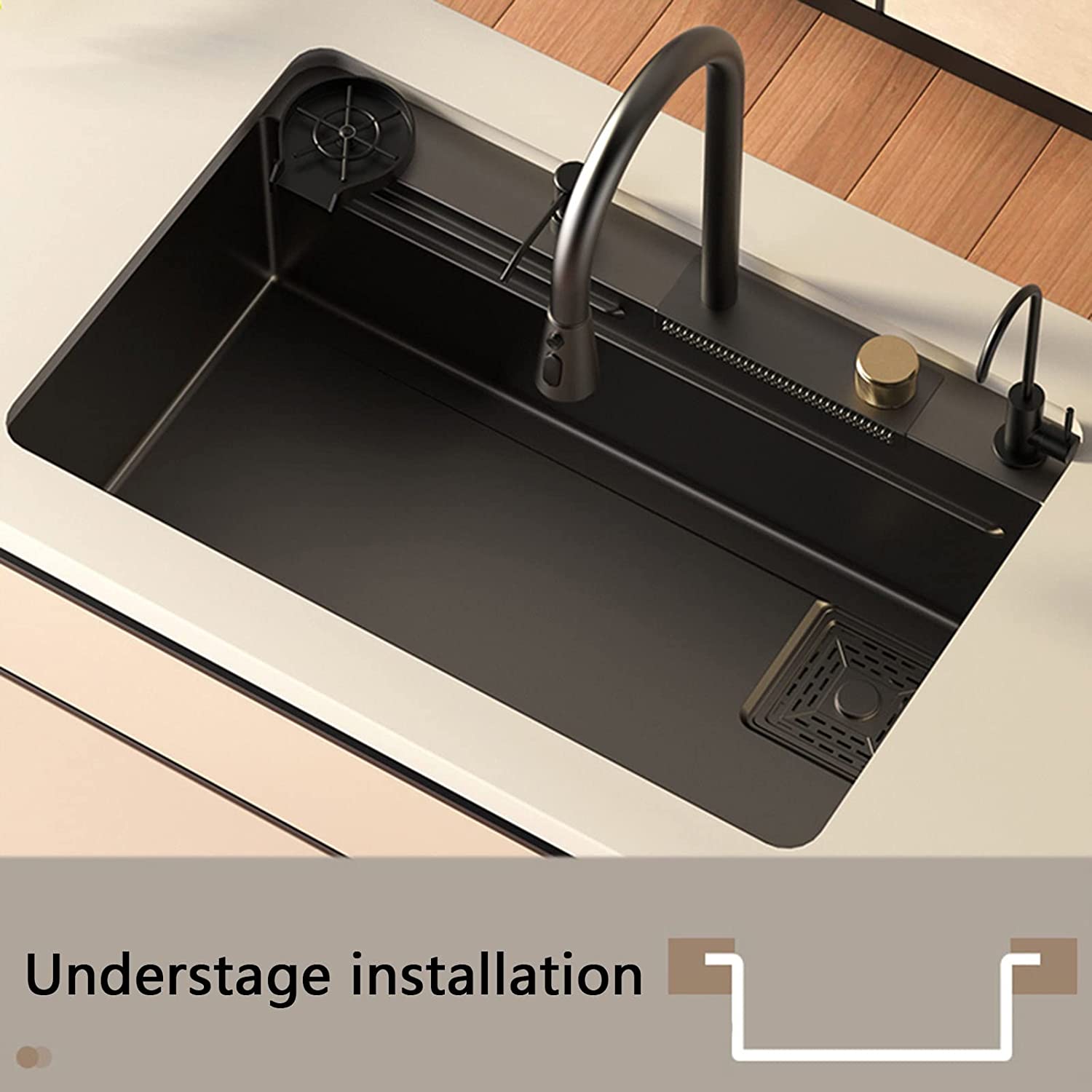 Multifunctional waterfall kitchen sink