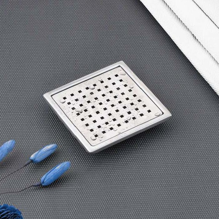 InArt SS Finish Floor Bathroom Water Drainer Bathroom Drain Grating with Anti-Foul Cockroach Trap 6 x 6 Inch BD027 - InArt-Studio