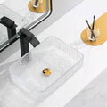 InArt Modern Glass Table Top Wash Basin 44 x 33 x 10 mm Transparent Clear Crystal Diamond Design - InArt-Studio