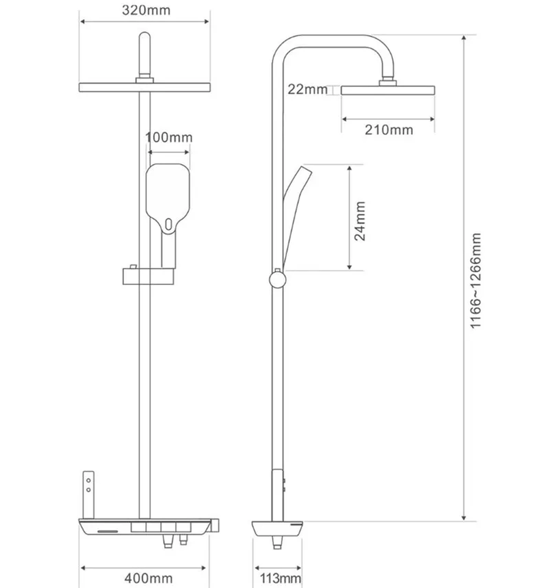 InArt LED Wall Mixer Shower Panel: SS304 Stainless Steel, Thermostatic, Multi-Mode Rainfall & Waterfall, White Finish, Easy Install, Complete Set (White) SP054