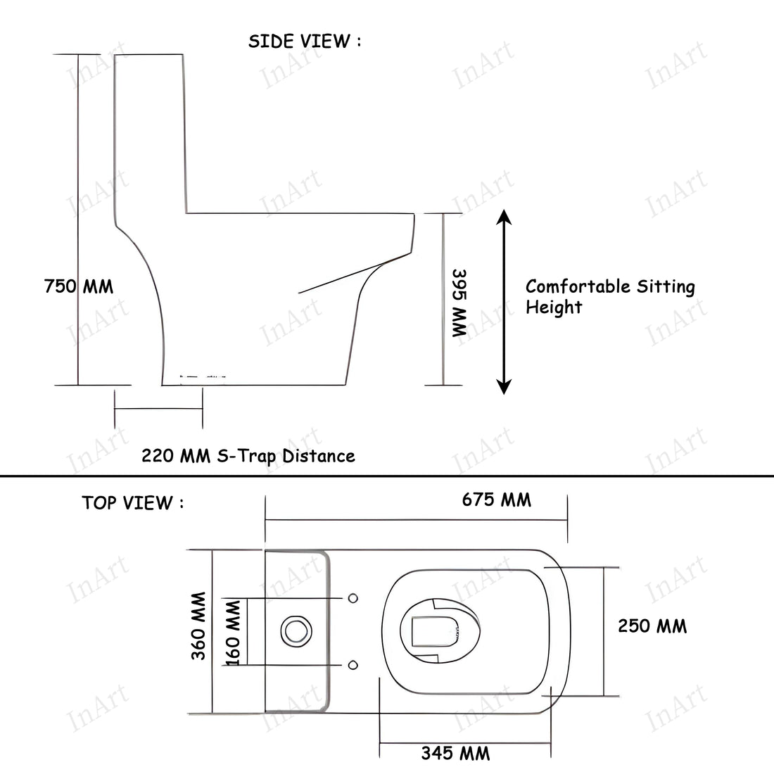 Inart Premium 6D Flushing Syphonic One Piece Ceramic Western Floor Mounted One Piece Water Closet Western Toilet/Commode/European Commode OPT024