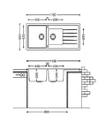 Carysil Granite Quartz Kitchen Sink - Double Bowl With Drainboard Vivaldi D200 46