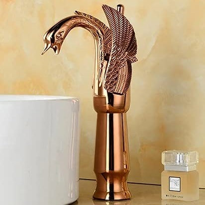 mixture tap for basin rose gold color swan duck shape inart