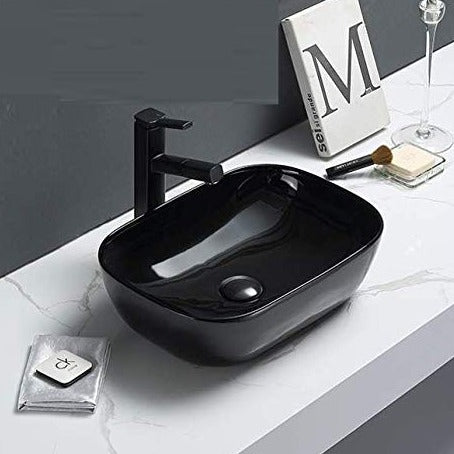 inart black rectangle table top wash basin