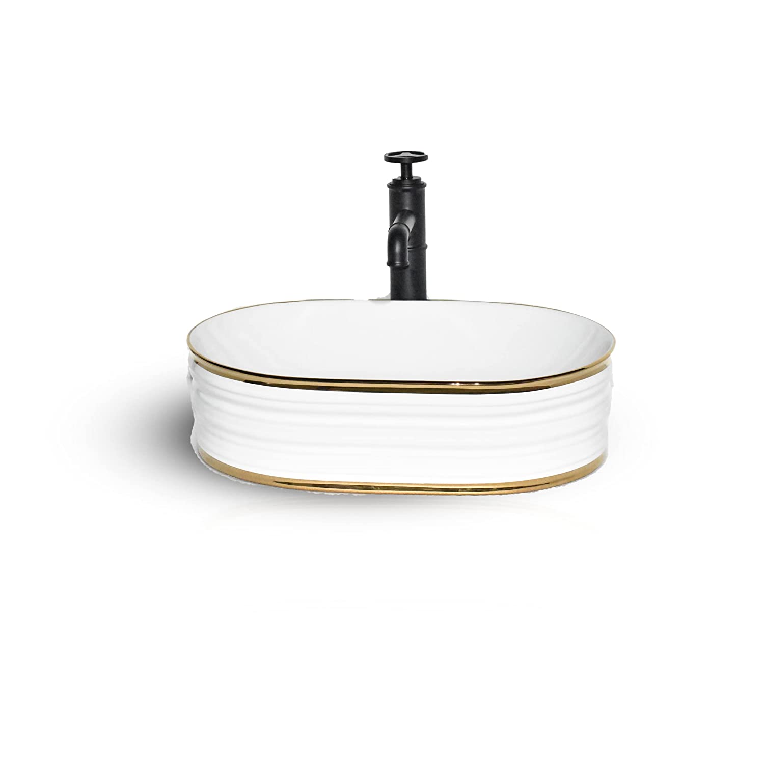 InArt Modern Table Top Wash Basin 47 x 32 CM White Gold Design - InArt-Studio