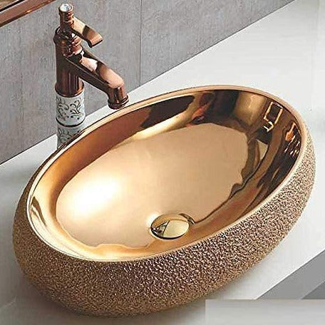 inart sanitaryware wash basin rose gold color 24x16 inch