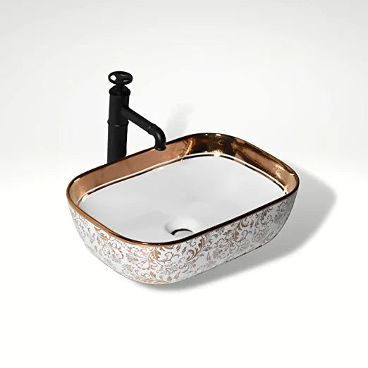 InArt Table Top Wash Basin Design 46 x 33 CM Rose gold White - InArt-Studio