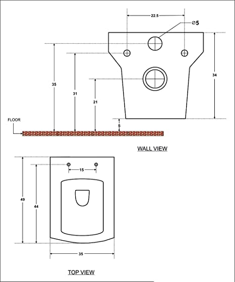 InArt Ceramic Wall Hung or Wall Mounted White Water Closet Toilet with Soft Seat Cover - InArt-Studio