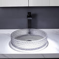 InArt Modern Glass Table Top Wash Basin 39.5 x 39.5 CM Transparent Clear Crystal Diamond Design - InArt-Studio