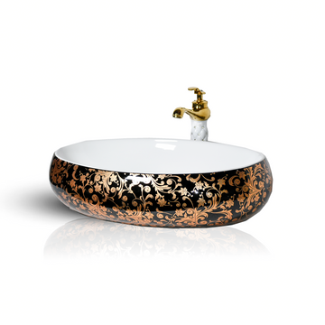 inart gold black oval wash basin