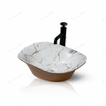 InArt Ceramic Counter or Table Top Wash Basin 48x34 CM Gold Matt - InArt-Studio