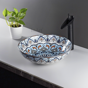 InArt Table Top Wash Basin Design 40.5 x 40.5 CM Blue Mexican Design - InArt-Studio