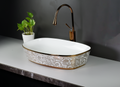 InArt Ceramic Counter or Table Top Wash Basin Glossy White Golden 60 x 37 CM - InArt-Studio