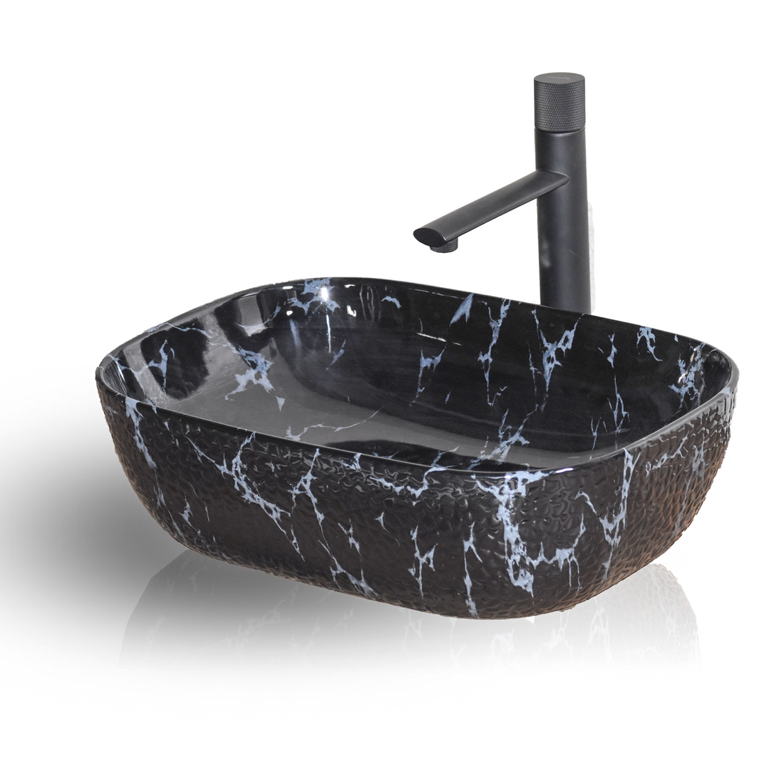 InArt Ceramic Counter or Table Top Wash Basin Black Marble 46x33 CM - InArt-Studio