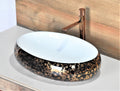 InArt Ceramic Counter or Table Top Wash Basin 61x41 CM Gold Black - InArt-Studio