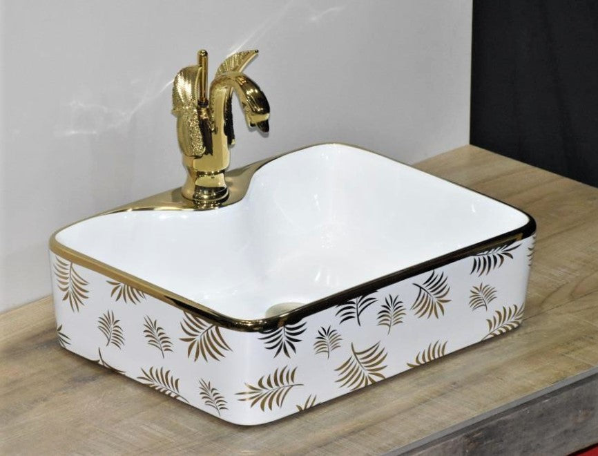 gold table top wash basin inart