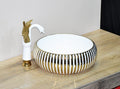 InArt Ceramic Counter or Table Top Wash Basin 41x41 CM Gold White Color - InArt-Studio