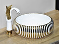 InArt Ceramic Counter or Table Top Wash Basin 41x41 CM Gold White Color - InArt-Studio