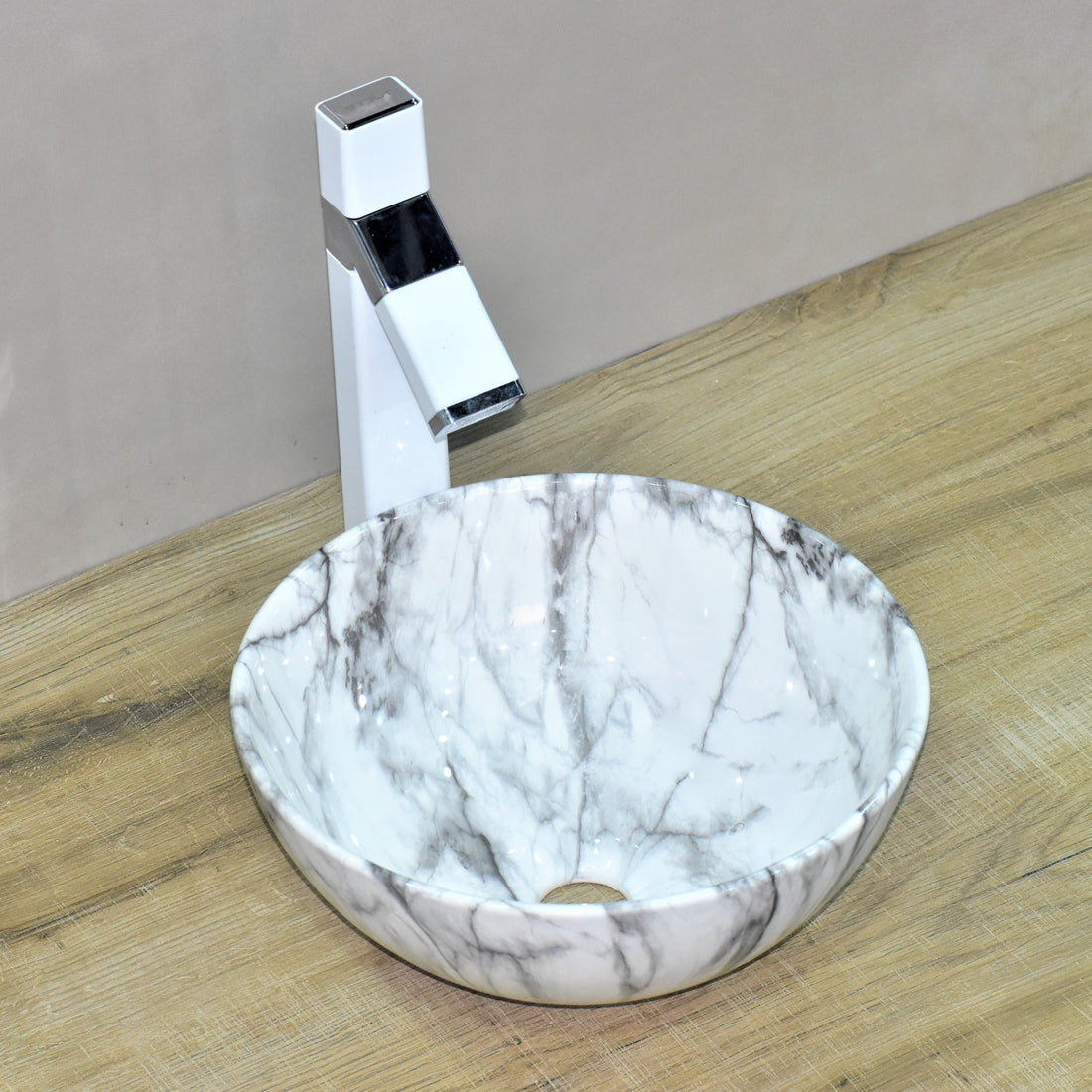 inart ceramic marble wash basin in round shape