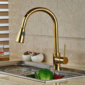 InArt Brass Single Lever Kitchen Sink Mixer 360° Rotatable Kitchen Sink Tap Pull Out Kitchen Faucet Gold Color - InArt-Studio