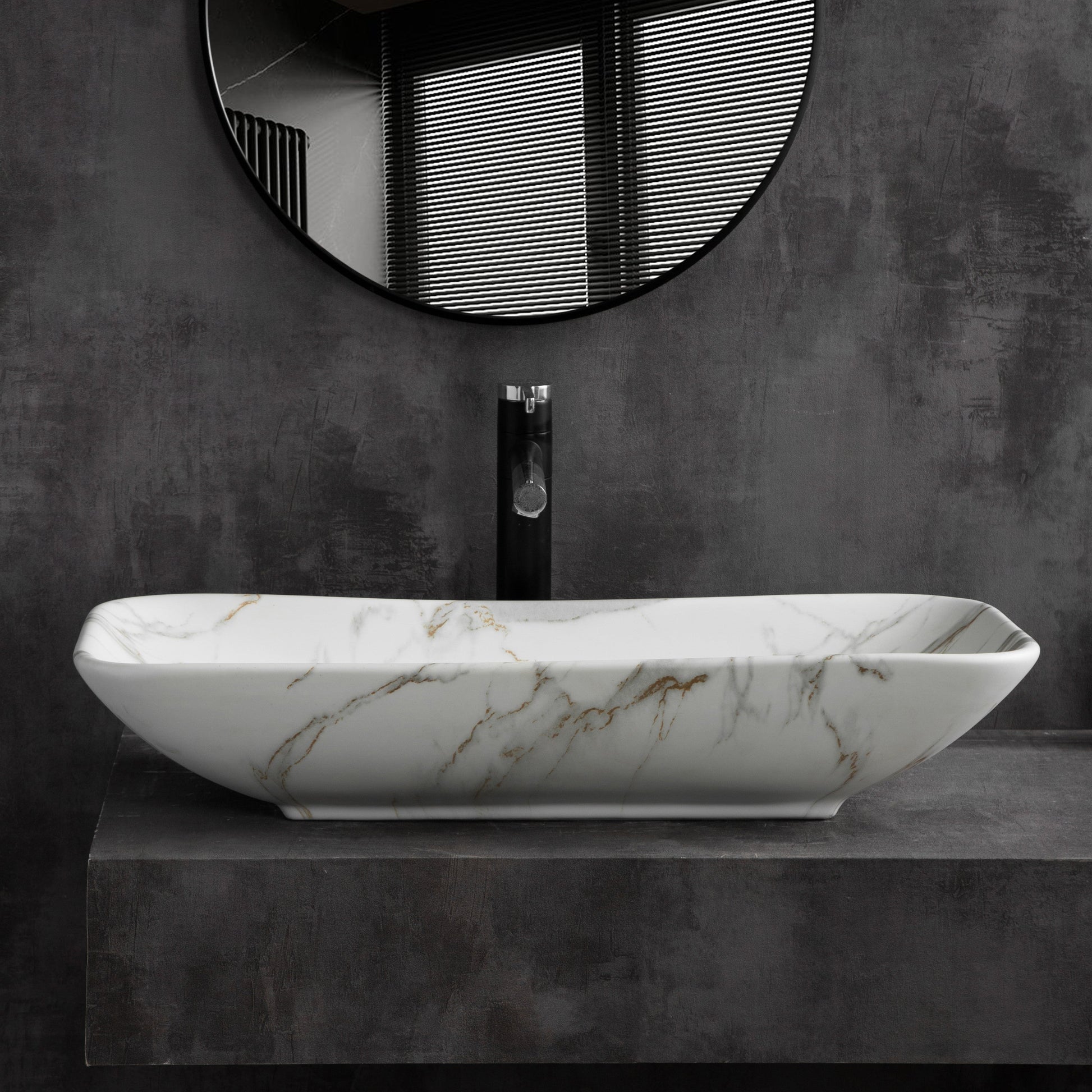 InArt Modern Big Table Top Wash Basin 70x40 CM White Marble Design - InArt-Studio