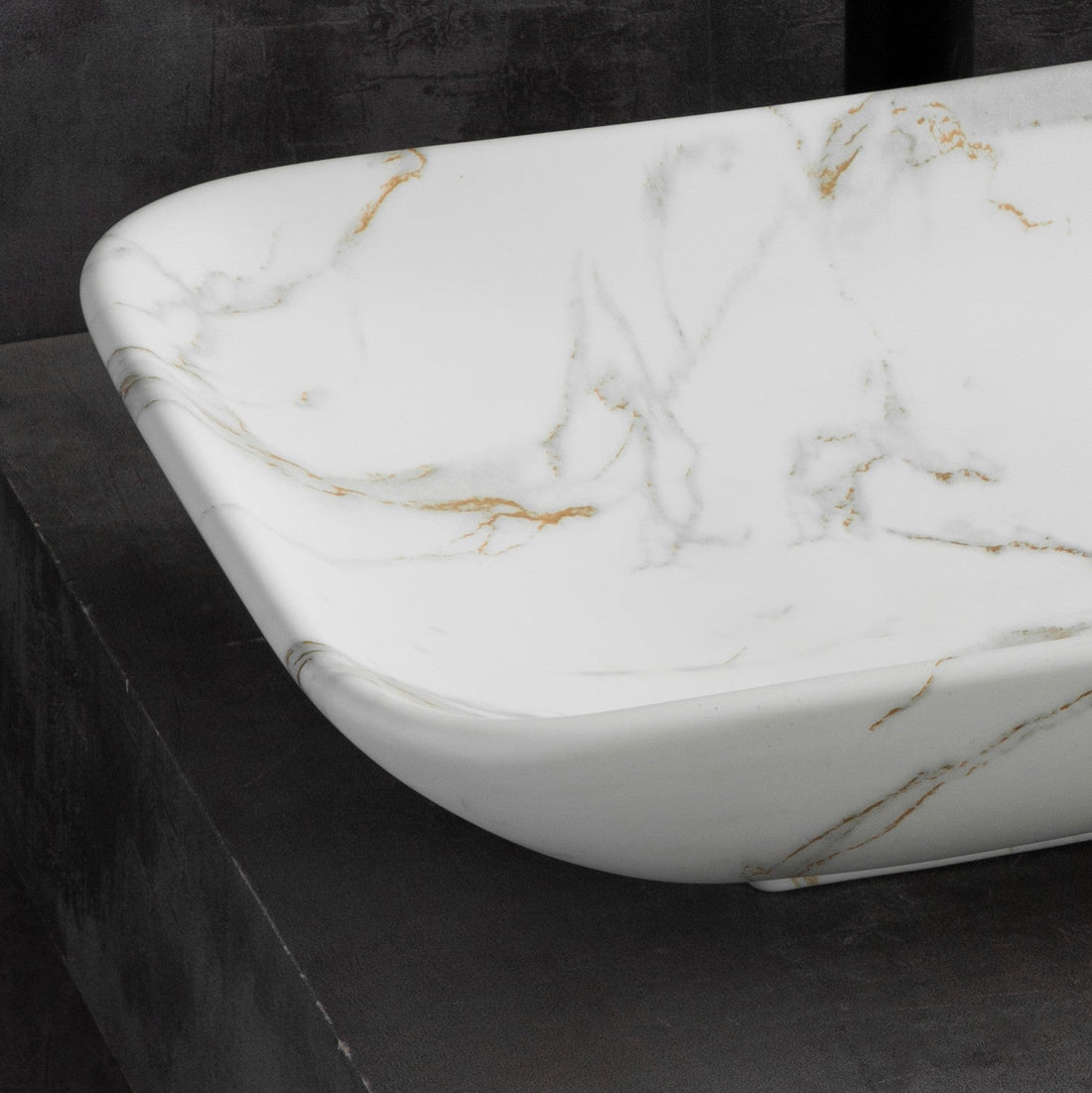 big Table Top Wash Basin Rectangle in White Marble Color