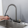 InArt 3 Flow Waterfall Sink Tap Faucet Single Lever Kitchen Sink Mixer 360° Rotatable Pull Out Kitchen Faucet Black Color - InArt-Studio