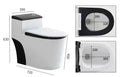 InArt Syphonic Washdown Flush Ceramic One Piece Western Toilet Commode - Water Closet White Black Glossy S-Trap - InArt-Studio