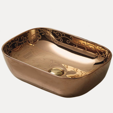 InArt Ceramic Wash Basin Counter or Table Top 45x32 CM Rose Gold - InArt-Studio