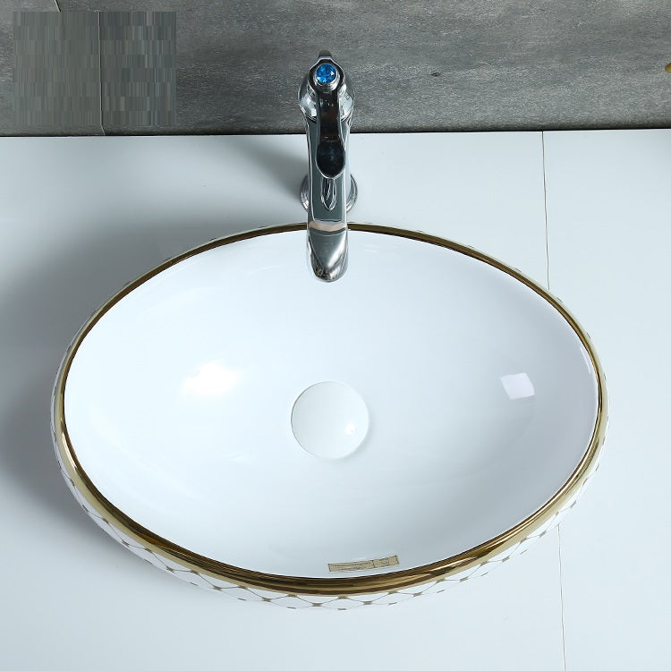 table top wash basin in golden color 24x16 inch