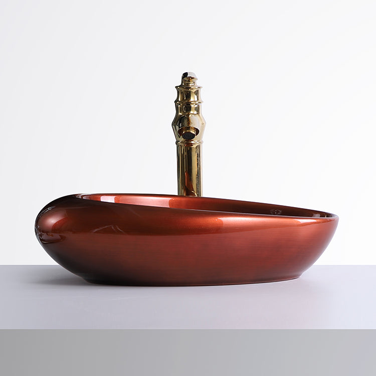 inart ceramic copper color wash basin 20x14 inch