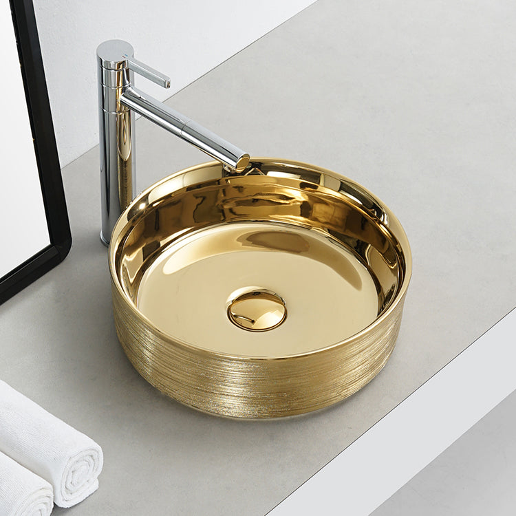 InArt Ceramic Counter or Table Top Wash Basin Golden 35x35 CM - InArt-Studio