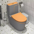 InArt Rimless Syphonic Ceramic One Piece Western Toilet Commode - European Water Closet S Trap Grey Orange Matt Finish - InArt-Studio