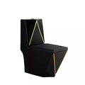 InArt Syphonic Washdown Ceramic One Piece Western Toilet Commode - Water Closet Black Gold Glossy Rectangle - InArt-Studio