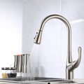 InArt Single Lever Kitchen Sink Mixer 360° Pull-Down Sprayer Kitchen Faucet with Multi-Function Spray Head, Brushed Finish - InArt-Studio