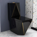 InArt Syphonic Washdown Ceramic One Piece Western Toilet Commode - Water Closet Black Gold Glossy Rectangle - InArt-Studio