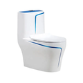 InArt One Piece Toilet Commode Rimless Syphonic - Ceramic Western Toilet Design Water Closet White Blue Glossy - InArt-Studio