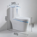 InArt One Piece Toilet Commode Rimless Syphonic - Ceramic Western Toilet Design Water Closet White Blue Glossy - InArt-Studio