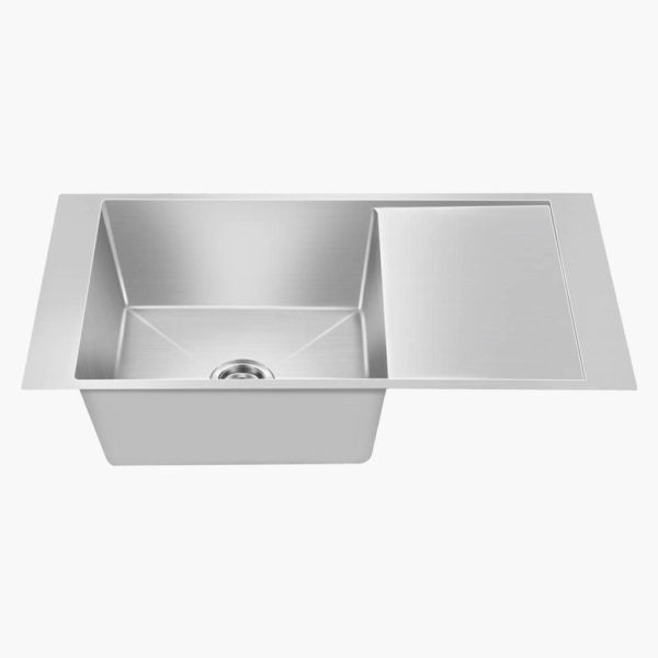 Nirali NG AISI 304 Grade Stainless Steel Single Bowl With Drainboard Kitchen Sink Maestro NG Hairline Satin Finish - InArt-Studio