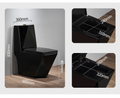 InArt Syphonic Washdown Ceramic One Piece Western Toilet Commode - Water Closet Black Gold Glossy Rectangle - InArt-Studio