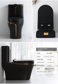 InArt One Piece Toilet Commode Rimless Syphonic - Ceramic Western Toilet Design Water Closet Black Glossy - InArt-Studio